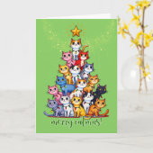 Carte Merry Catmas (Fleur jaune)
