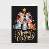 Carte Merry Catmas Funny Christmas Tree Matching Meowy X (Devant)
