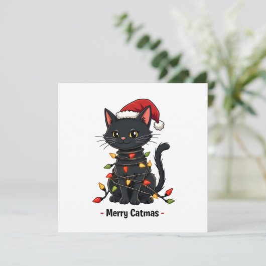 Carte Merry Catmas Funny Noël Amoureux des chats Feline (Debout devant)