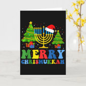 Carte Merry Chrismukkah 2024 Happy Hanukkah Christmas Sa (Fleur jaune)