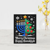 Carte Merry Chrismukkah Happy Christmas Hanukkah Matchin (Fleur jaune)