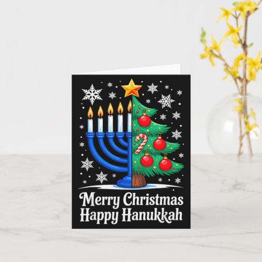 Carte Merry Chrismukkah Happy Christmas Hanukkah Matchin (Fleur jaune)