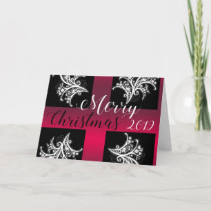 Carte Merry Christmas 2019 in black, red and white
