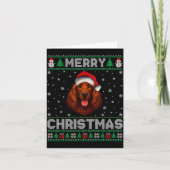 Carte Merry Christmas 2025 Irish Setter Santa Hat Ugly X (Devant)