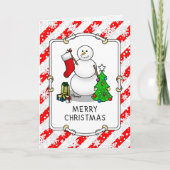 Carte Merry Christmas 2 Tree Stocking Snowman (Devant)