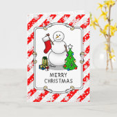 Carte Merry Christmas 2 Tree Stocking Snowman (Fleur jaune)