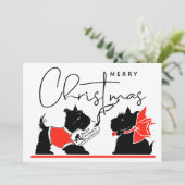 Carte MERRY CHRISTMAS | Best Wishes Scottie Dogs  (Debout devant)