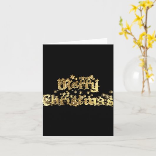 Carte Merry Christmas Black And Gold Stars Tygraphy T Sh (Fleur jaune)