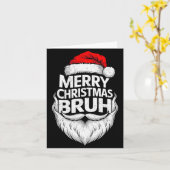 Carte Merry Christmas Bruh Funny Santa Claus Family Xmas (Fleur jaune)