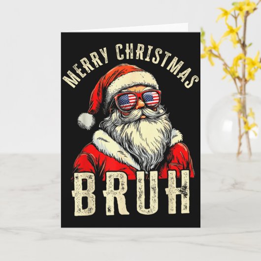 Carte Merry Christmas Bruh Funny Santa Claus Retro Men W (Fleur jaune)