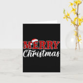 Carte Merry Christmas Buffalo Plaid Red Santa Family Mat (Fleur jaune)