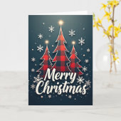 Carte Merry Christmas Buffalo Plaid Trees Cozy Holiday (Fleur jaune)