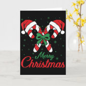 Carte Merry Christmas Candy Cane Xmas Lights Toddlers Me (Fleur jaune)