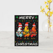 Carte Merry Christmas Chickens Santa Xmas Farming Men Wo (Fleur jaune)