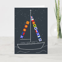 Merry Christmas - Code Flags Sailboat