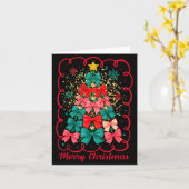 Carte Merry Christmas Coquette Bow Tree Retro Xmas For W (Fleur jaune)