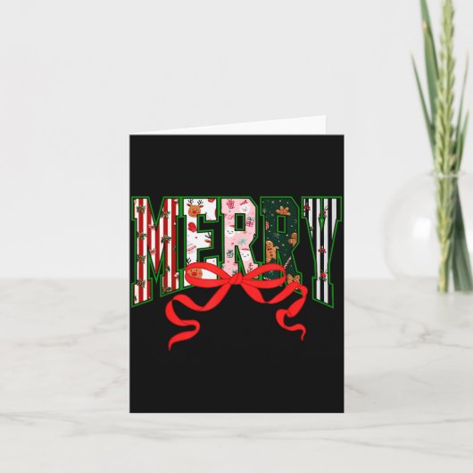 Carte Merry Christmas Coquette Bow Xmas Family Pajamas H (Devant)