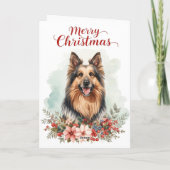 Carte Merry Christmas Dog Festive Holiday Greeting Card (Dos)