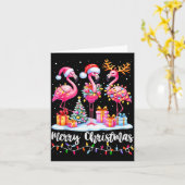 Carte Merry Christmas Flamingo Santa Hat Xmas Pajamas Ho (Fleur jaune)