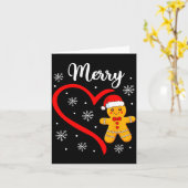 Carte Merry Christmas Gingerbread Family Couples Xmas Pa (Fleur jaune)
