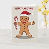 Carte Merry Christmas Gingerbread Man (Fleur jaune)