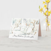 Carte Merry Christmas Granddaughter White Rabbit Snow (Fleur jaune)