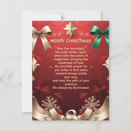 Carte Merry Christmas Greeting Card with Festive Ribbons (Devant)