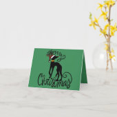 Carte Merry Christmas Greyhound (Fleur jaune)
