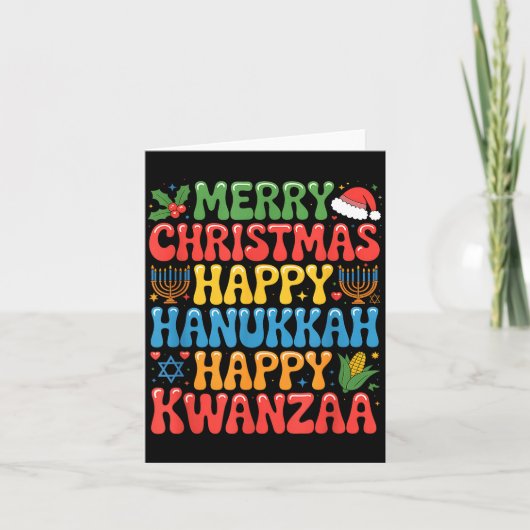 Carte Merry Christmas Happy Hanukkah Kwanzaa Quote (Devant)