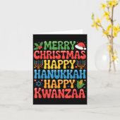 Carte Merry Christmas Happy Hanukkah Kwanzaa Quote (Fleur jaune)