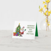CARTE MERRY CHRISTMAS/HAPPY NEW YEAR (Fleur jaune)