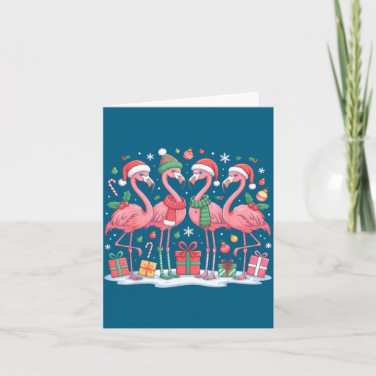 Carte Merry Christmas Hat Santa Flamingo Light Christmas (Devant)