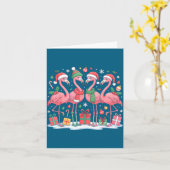Carte Merry Christmas Hat Santa Flamingo Light Christmas (Fleur jaune)