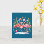 Carte Merry Christmas Hat Santa Flamingo Light Christmas (Fleur jaune)