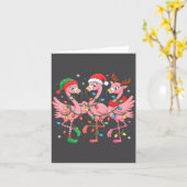 Carte Merry Christmas Hat Santa Flamingo Light Christmas (Fleur jaune)