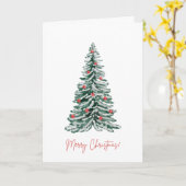 Carte Merry Christmas Holiday Card with watercolor tree (Fleur jaune)