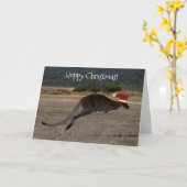 Carte Merry Christmas Kangaroo Red Santa Hat (Fleur jaune)