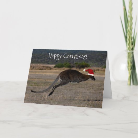 Carte Merry Christmas Kangaroo Red Santa Hat (Devant)