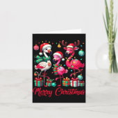 Carte Merry Christmas Lights Flamingo Santa Hat Snow Xma (Devant)