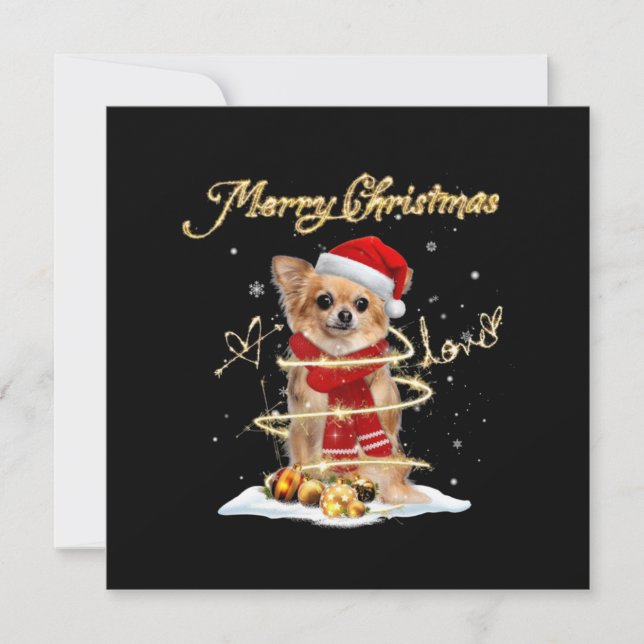Carte Merry Christmas Love Chihuahua (Devant)