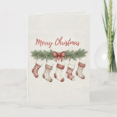 Carte Merry Christmas Merry Stockings Card Cozy Hanging (Devant)