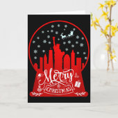 Carte Merry Christmas New York Skyline In Snow Globe Sno (Fleur jaune)