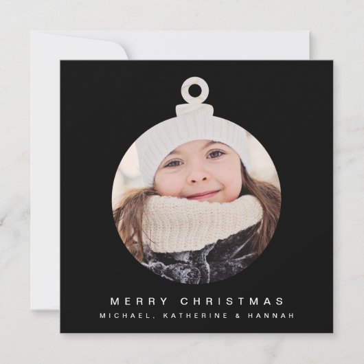 Carte MERRY CHRISTMAS ORNAMENT Ajouter Votre Photo (Devant)
