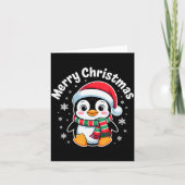 Carte Merry Christmas Penguin Cute Santa Hat Winter Holi (Devant)