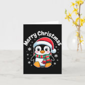 Carte Merry Christmas Penguin Cute Santa Hat Winter Holi (Fleur jaune)