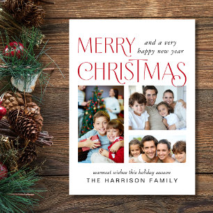 Carte Merry Christmas Photo Card Three Picture Collage