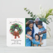Carte Merry Christmas Photo Custom Card With Wreath (Debout devant)