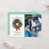 Carte Merry Christmas Photo Custom Card With Wreath (Devant/Arrière en situation)