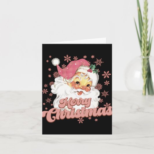Carte Merry Christmas Retro Tygraphy Santa Nk Hat T Shir (Devant)