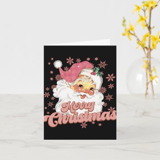 Carte Merry Christmas Retro Tygraphy Santa Nk Hat T Shir (Fleur jaune)